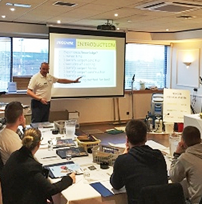 Phil Jones introduces their Prochem training course to delegates at Birmingham City FC. Next up - the practical work...