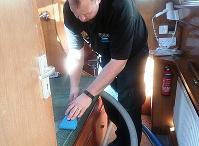 Narrow boat cleaning = space at a premium!